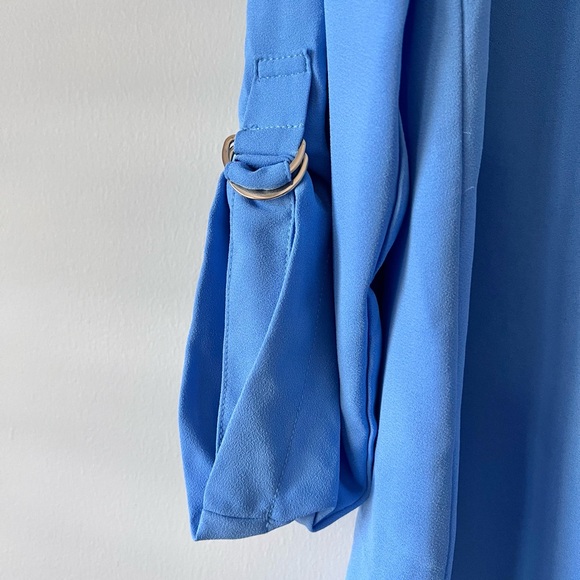 Jones New York Women's Jasper Roll-Cuff Blouse Blue Horizon Size Small - Picture 4 of 12